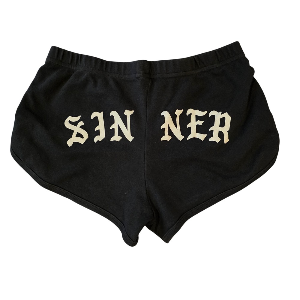 Yours Truly American Apparel Black Sinner Booty Shorts Rose Graphic Women's M